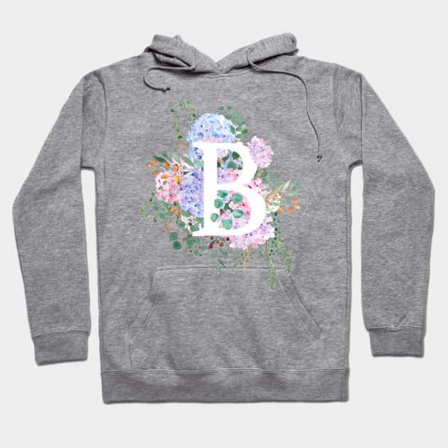 botanical monogram alphabet B hydrangea flowers Hoodie by colorandcolor